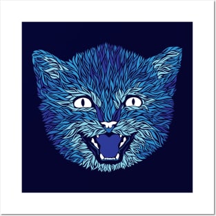 Blue Furry Kitten Posters and Art